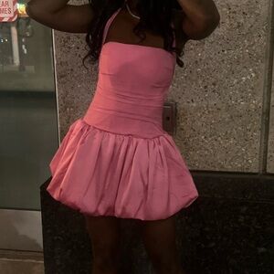 PINK CORSET BUBBLE DRESS WITH STRAPS